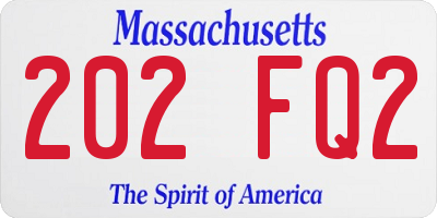 MA license plate 202FQ2