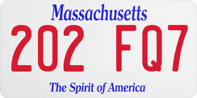 MA license plate 202FQ7