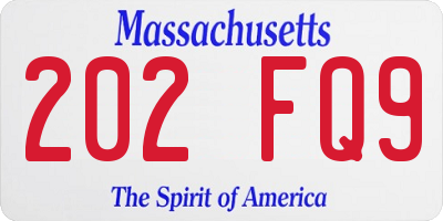 MA license plate 202FQ9