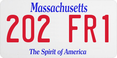 MA license plate 202FR1