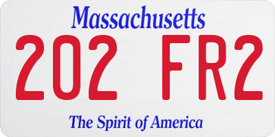 MA license plate 202FR2