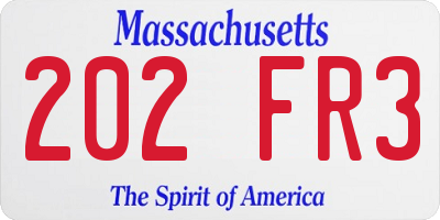 MA license plate 202FR3