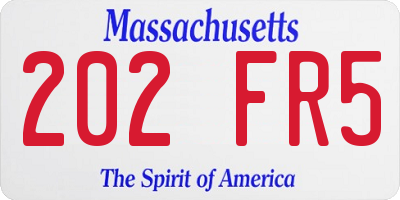 MA license plate 202FR5