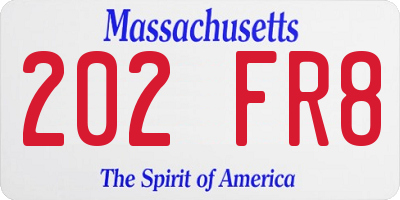MA license plate 202FR8