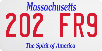 MA license plate 202FR9