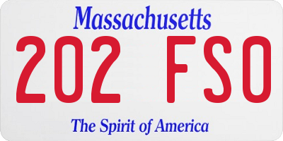MA license plate 202FS0