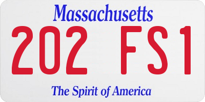 MA license plate 202FS1