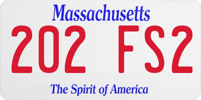 MA license plate 202FS2