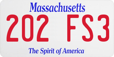 MA license plate 202FS3