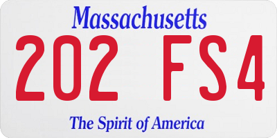 MA license plate 202FS4