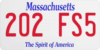 MA license plate 202FS5