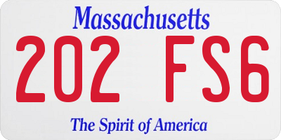MA license plate 202FS6