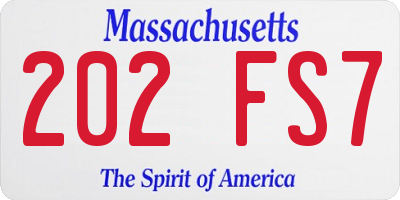 MA license plate 202FS7
