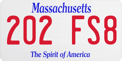 MA license plate 202FS8