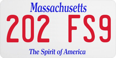 MA license plate 202FS9