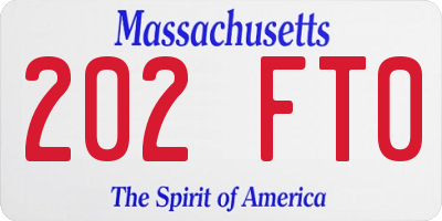 MA license plate 202FT0