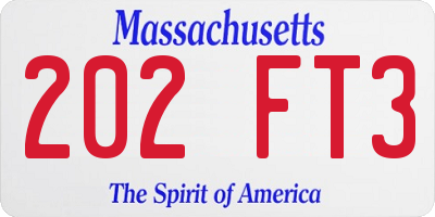 MA license plate 202FT3