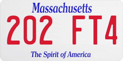 MA license plate 202FT4