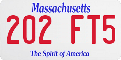 MA license plate 202FT5