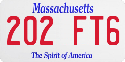 MA license plate 202FT6