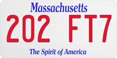MA license plate 202FT7