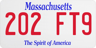 MA license plate 202FT9