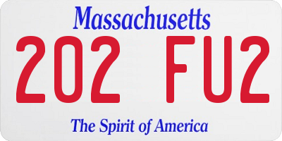 MA license plate 202FU2