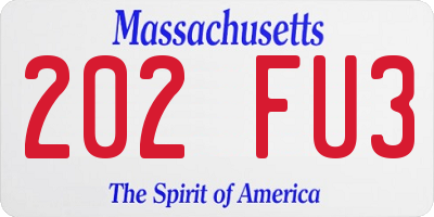 MA license plate 202FU3