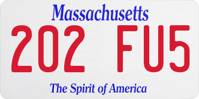 MA license plate 202FU5