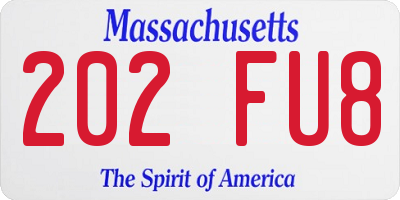 MA license plate 202FU8