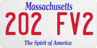 MA license plate 202FV2