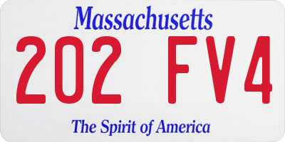 MA license plate 202FV4
