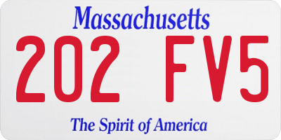 MA license plate 202FV5