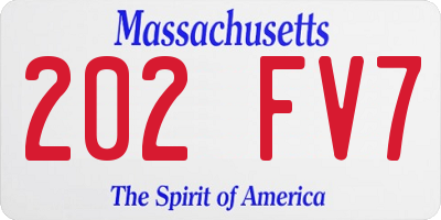 MA license plate 202FV7