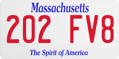 MA license plate 202FV8