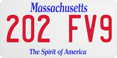 MA license plate 202FV9