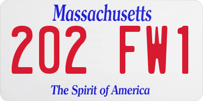 MA license plate 202FW1