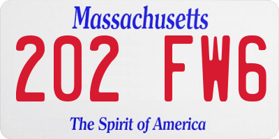 MA license plate 202FW6