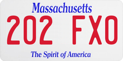 MA license plate 202FX0
