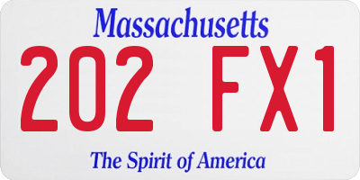 MA license plate 202FX1