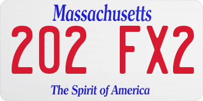 MA license plate 202FX2