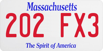 MA license plate 202FX3