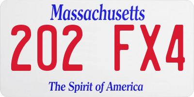 MA license plate 202FX4