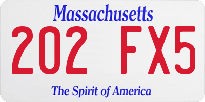 MA license plate 202FX5