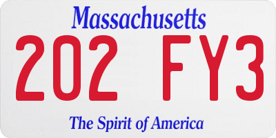 MA license plate 202FY3