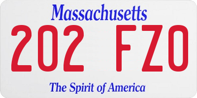 MA license plate 202FZ0