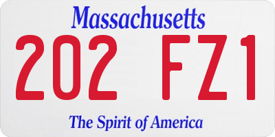 MA license plate 202FZ1