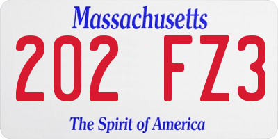 MA license plate 202FZ3