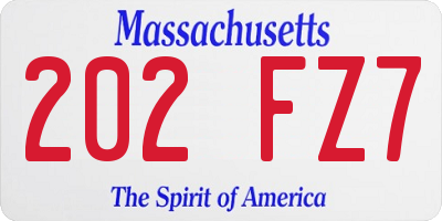 MA license plate 202FZ7