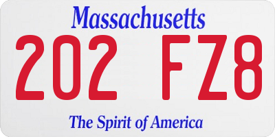MA license plate 202FZ8